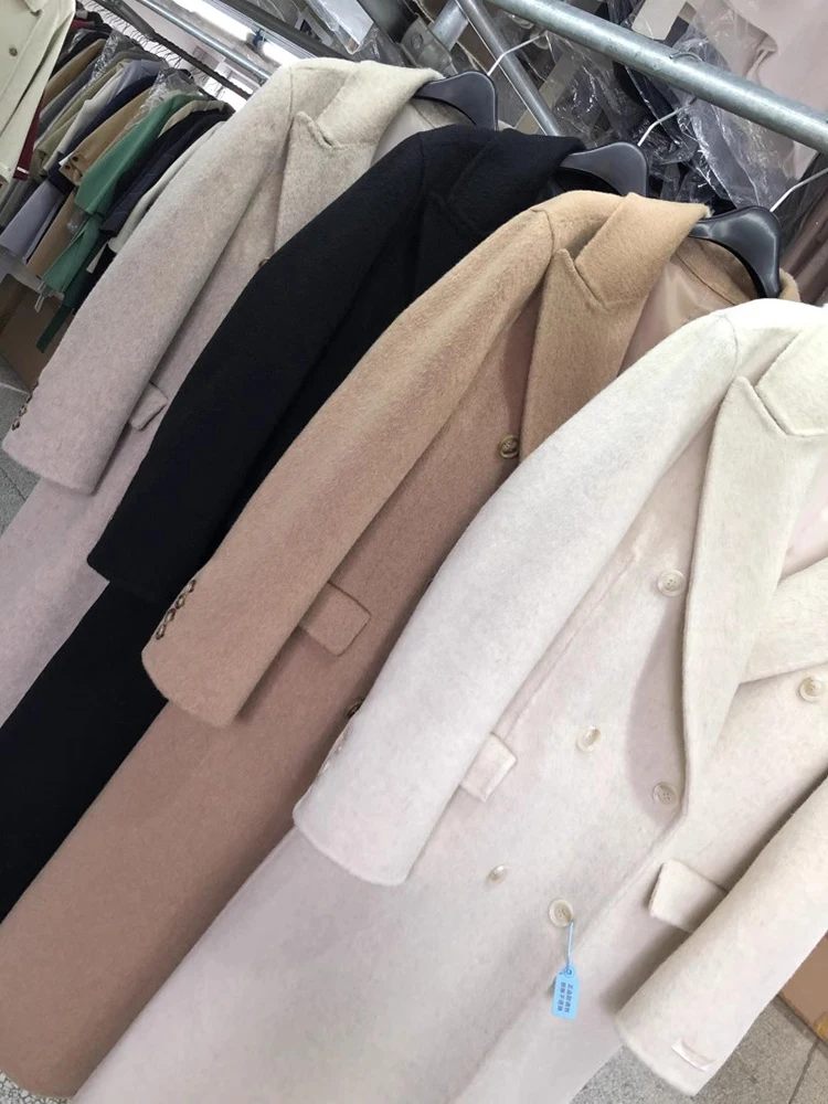 Двубортное Длинное пальто из 100% шерсти, женская Корейская модная элегантная зимняя куртка 2023 г. 4