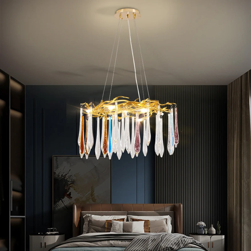 Современная хрустальная потолочная люстра для столовой, подвесной светильник для роскошных номеров, украшение гостиной, золотой светильник 3