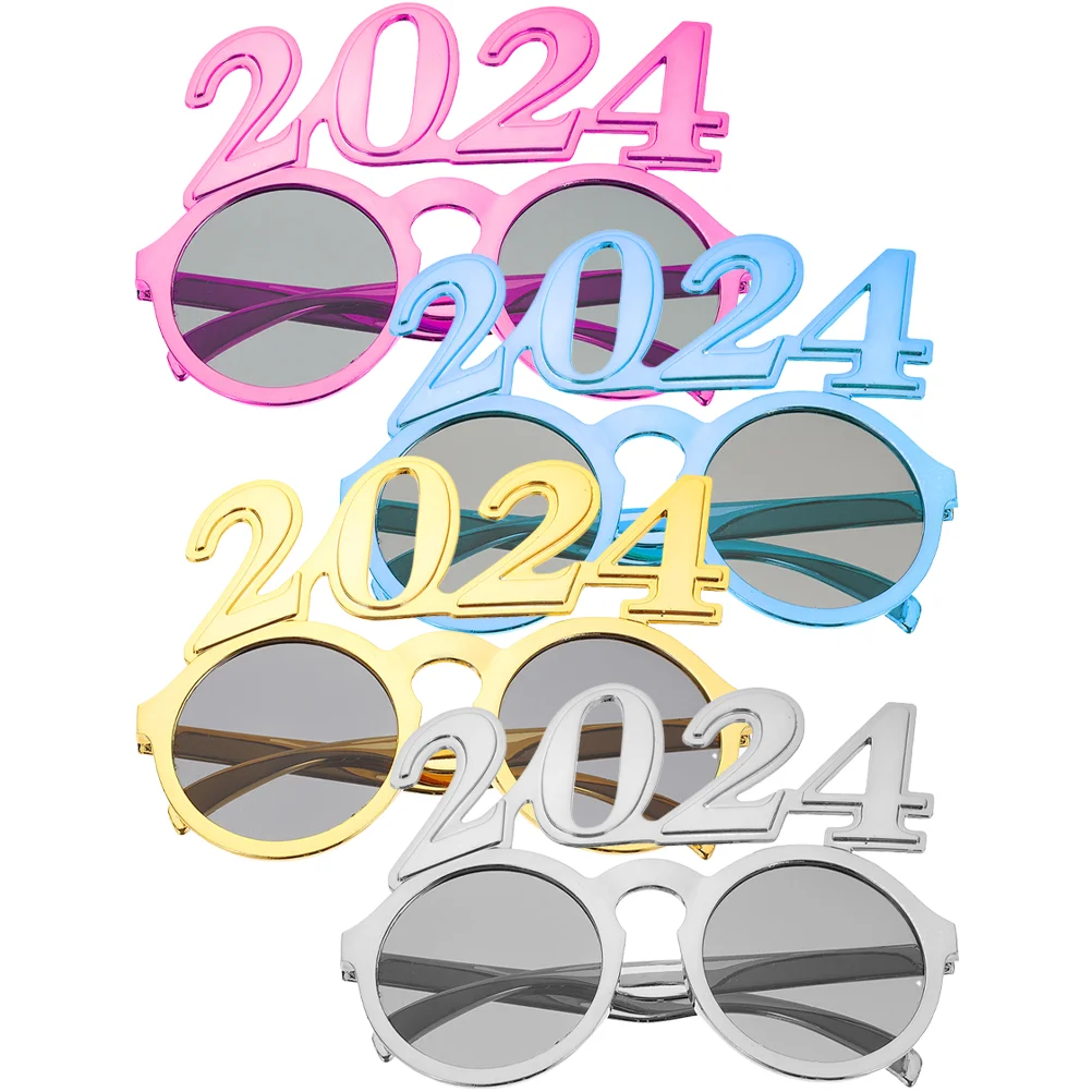 4 шт Цифровые очки 2024 Рождественское украшение Очки для вечеринок Реквизит Новогодние принадлежности Аксессуары для костюмов [Номер художественного оформления 0