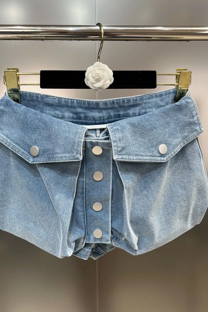 летние однобортные джинсовые шорты европейского и американского дизайнера уличной моды 2023 года с большими карманами Sa 5