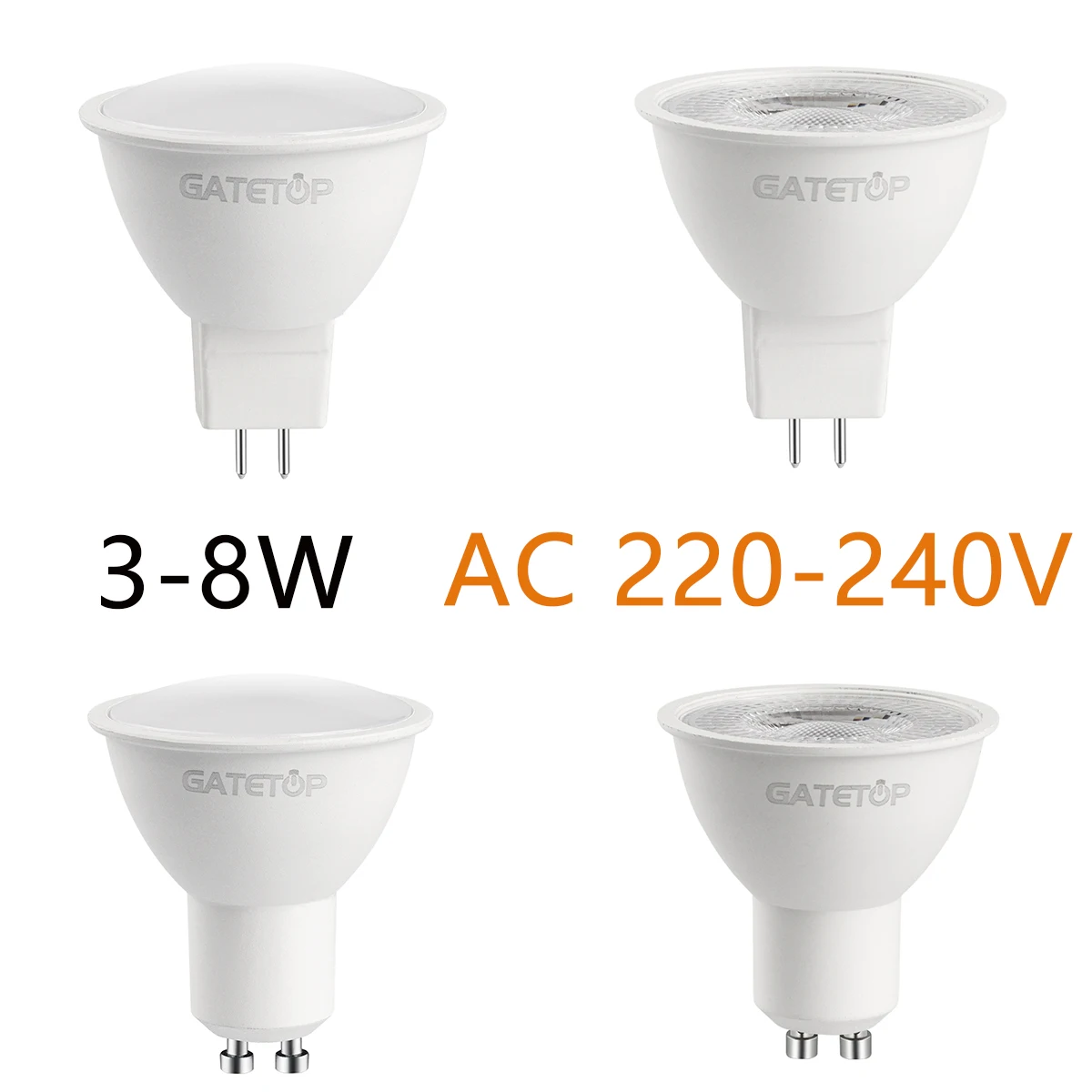 Светодиодный прожектор GU10 GU5.3 AC220V с высокой светоотдачей, без мерцания, теплый белый свет 3 Вт-8 Вт, может заменить галогенную лампу мощностью 20 Вт 50 Вт 0