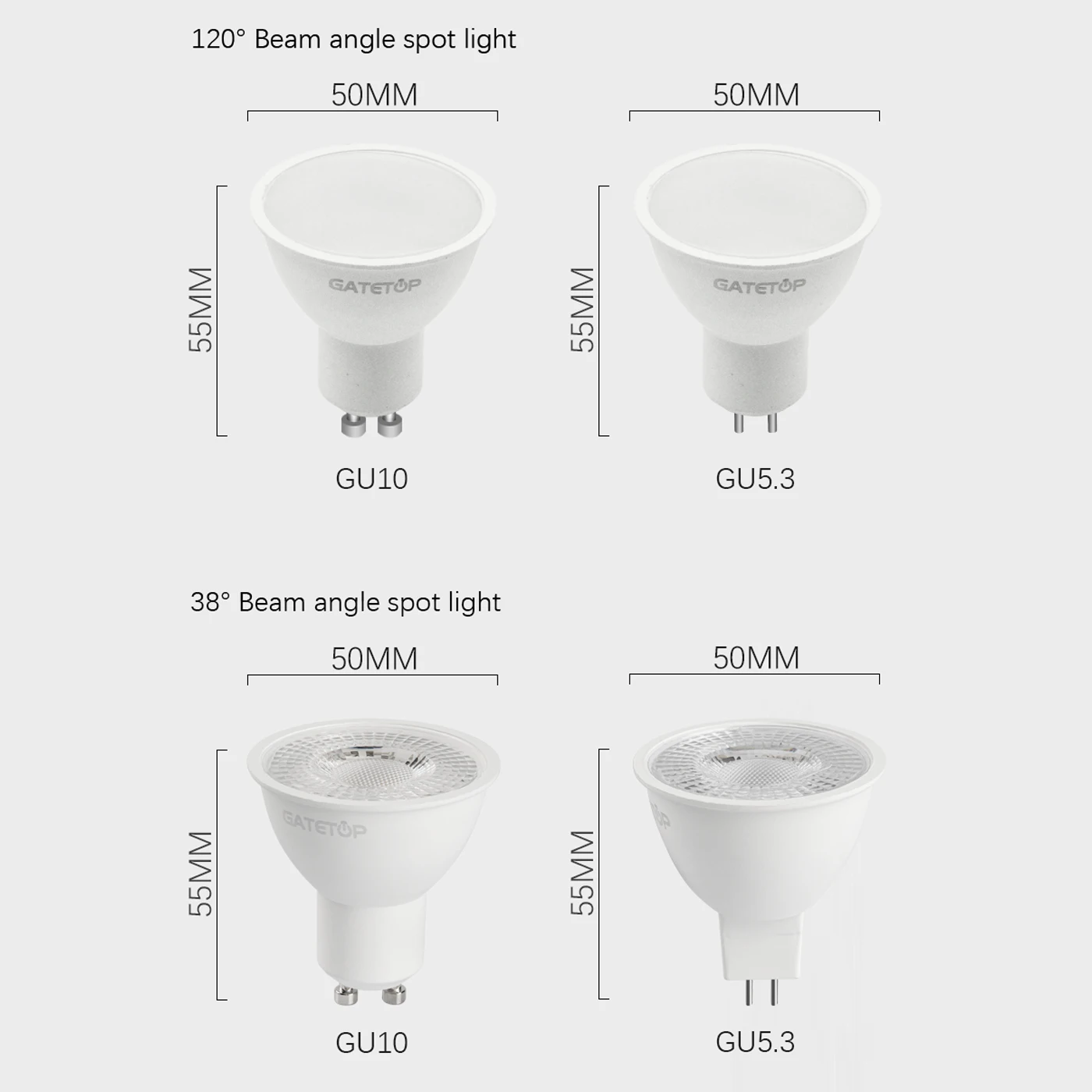 Светодиодный прожектор GU10 GU5.3 AC220V с высокой светоотдачей, без мерцания, теплый белый свет 3 Вт-8 Вт, может заменить галогенную лампу мощностью 20 Вт 50 Вт 1