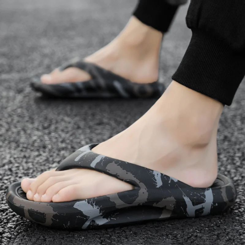 Мужские тапочки на толстой платформе, повседневная уличная модная обувь, летние пляжные сандалии с нескользящим носком, большие размеры 49 50 4