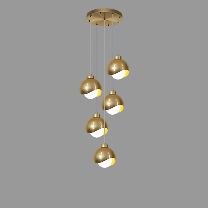 Художественная светодиодная люстра, подвесной светильник, современный полностью Медный стеклянный абажур, блеск, декор для столовой в стиле Лофт, Прикроватный подвесной светильник для спальни 4