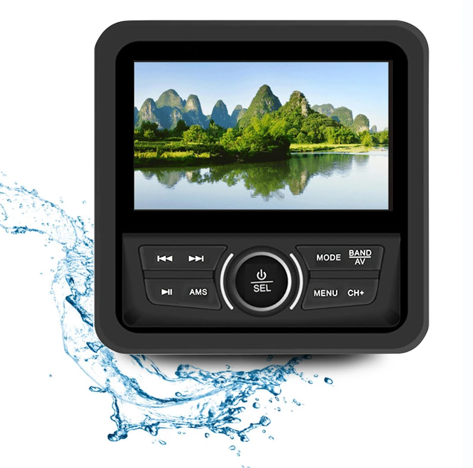 Морское стерео радио FM/AM USB для квадроцикла UTV, лодки, гольф-кара, грузовика, автомобиля, головного устройства, звуковой системы, совместимой с Bluetooth 0