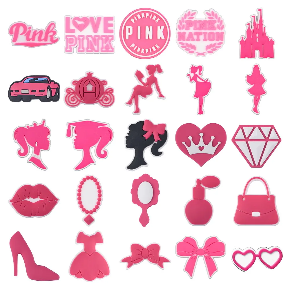Амулеты принцессы из розового крокодила для девочек, украшение для обуви из ПВХ, браслет, Аксессуары для браслетов, Подарок для женщин на вечеринку 0