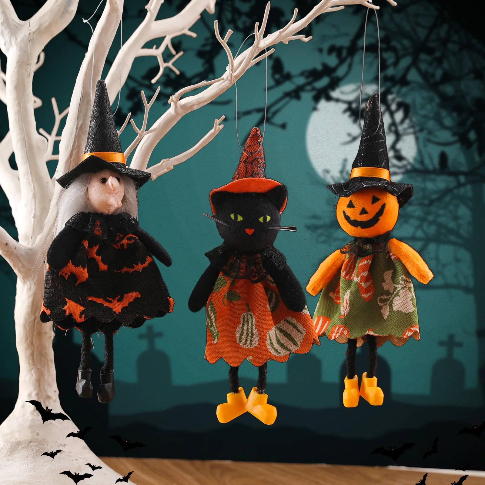 Подвесной декор с привидениями на Хэллоуин на открытом воздухе, украшения из тыквенного дерева ведьмы, Милая подвеска в виде соломенного ветрового носка, домашний декор в помещении, газон во внутреннем дворике 0
