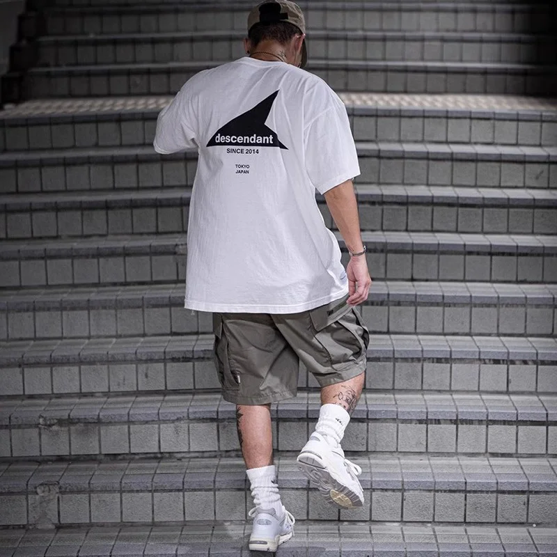 Японская уличная футболка DESCENDANT DCDT, ограниченная серия, свободная футболка с коротким рукавом и треугольным принтом для мужчин 1