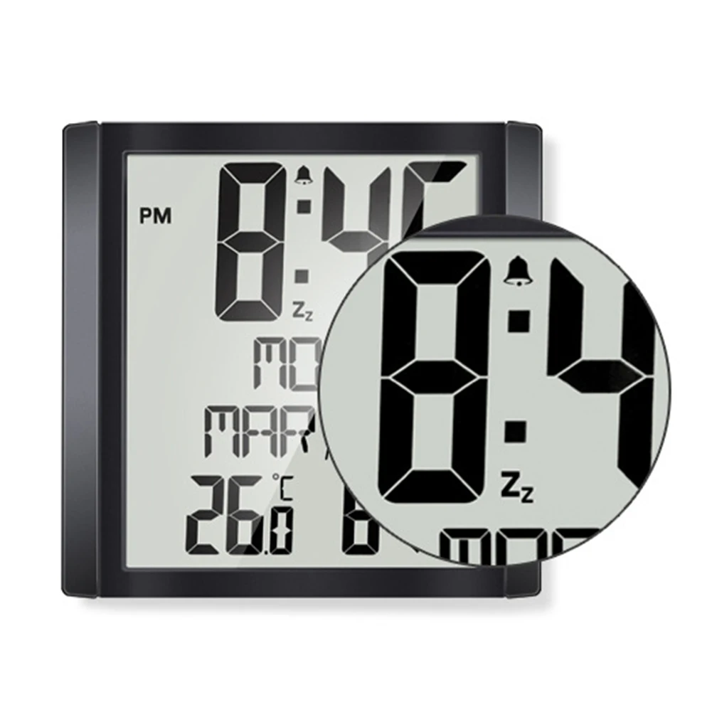 Дата Дома Большой экран Влажность Настенные часы Температурный будильник Офис Спальня Современный дизайн Украшения Цифровой дисплей Календарь 0