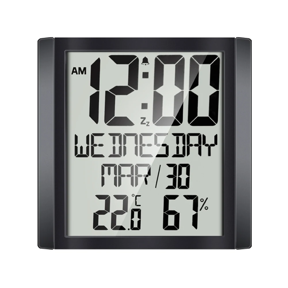 Дата Дома Большой экран Влажность Настенные часы Температурный будильник Офис Спальня Современный дизайн Украшения Цифровой дисплей Календарь 3