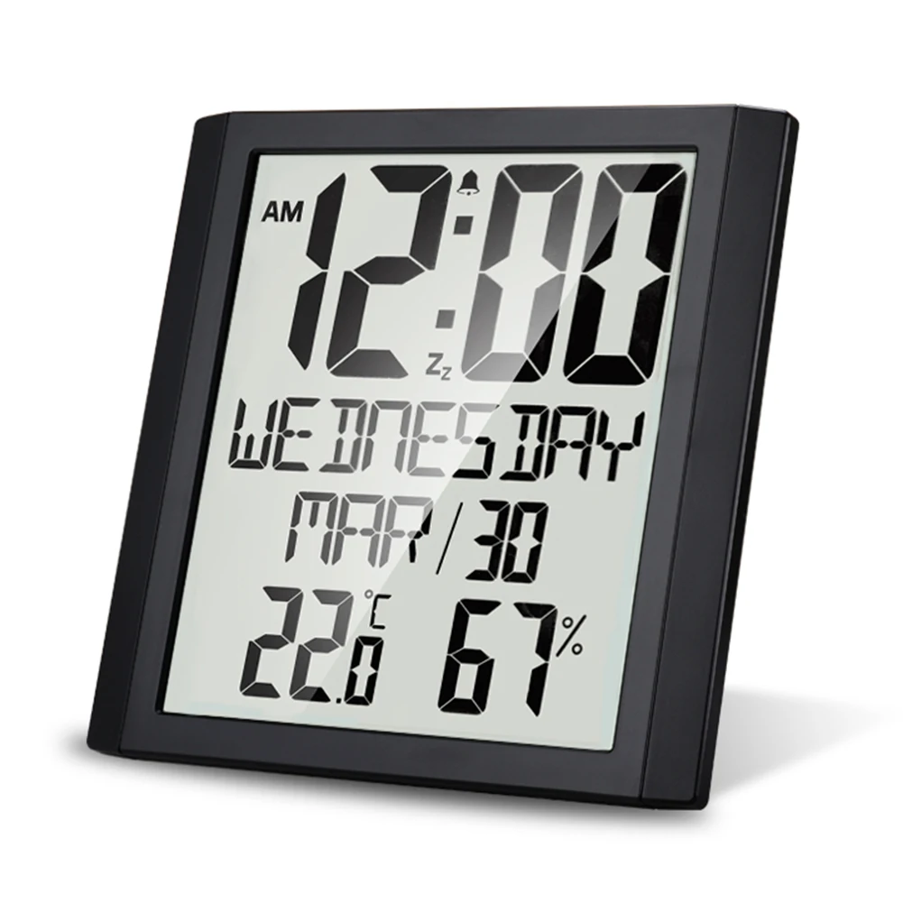 Дата Дома Большой экран Влажность Настенные часы Температурный будильник Офис Спальня Современный дизайн Украшения Цифровой дисплей Календарь 5
