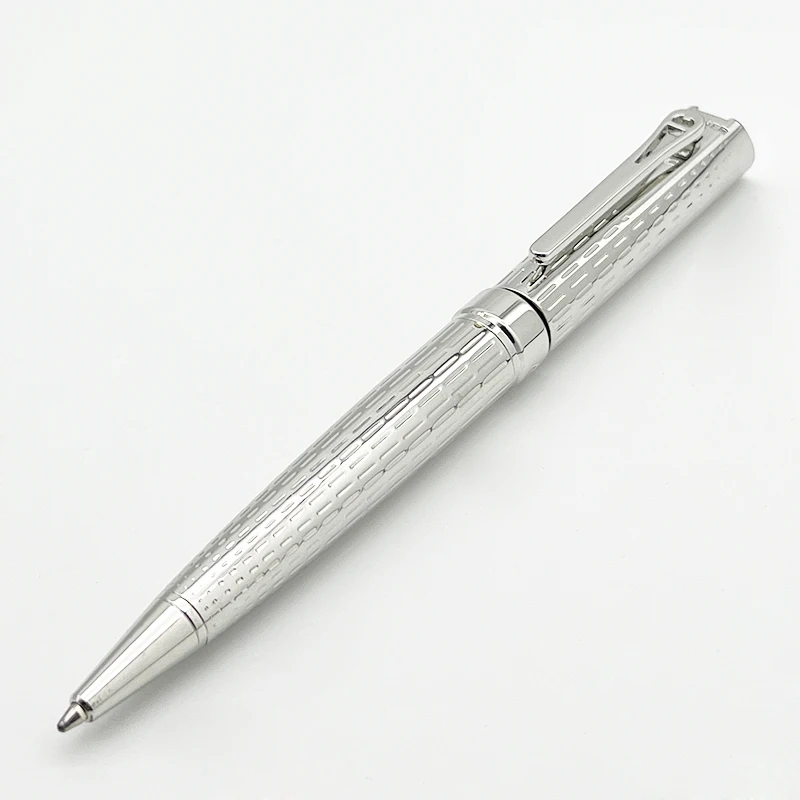 Роскошная шариковая ручка бренда A-n-r, классическая, полностью серебряная, с изысканным резным рисунком, Офисные школьные принадлежности 2