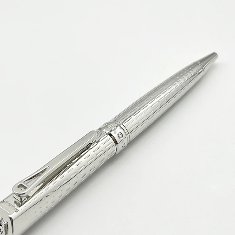 Роскошная шариковая ручка бренда A-n-r, классическая, полностью серебряная, с изысканным резным рисунком, Офисные школьные принадлежности 3