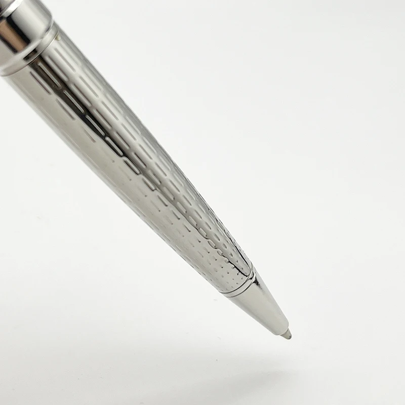 Роскошная шариковая ручка бренда A-n-r, классическая, полностью серебряная, с изысканным резным рисунком, Офисные школьные принадлежности 4
