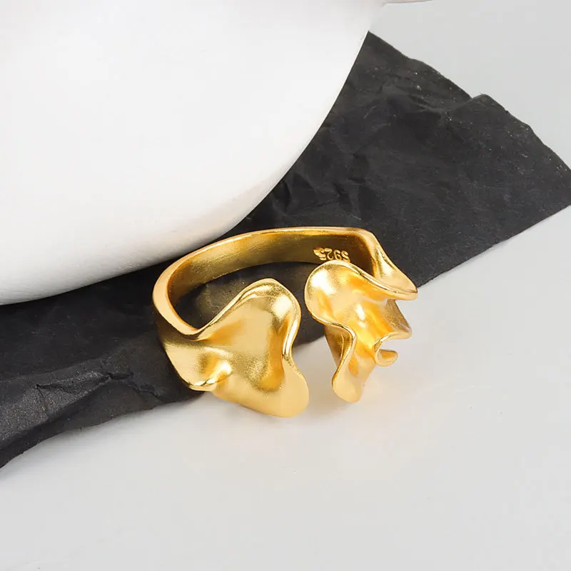 NBNB Серебристо-золотой цвет, Форма увядшего листа, Гипербола, Регулируемое кольцо Для женщин, женское открытое кольцо, украшения для вечеринок в стиле хип-хоп для девочек, украшения для пальцев 0