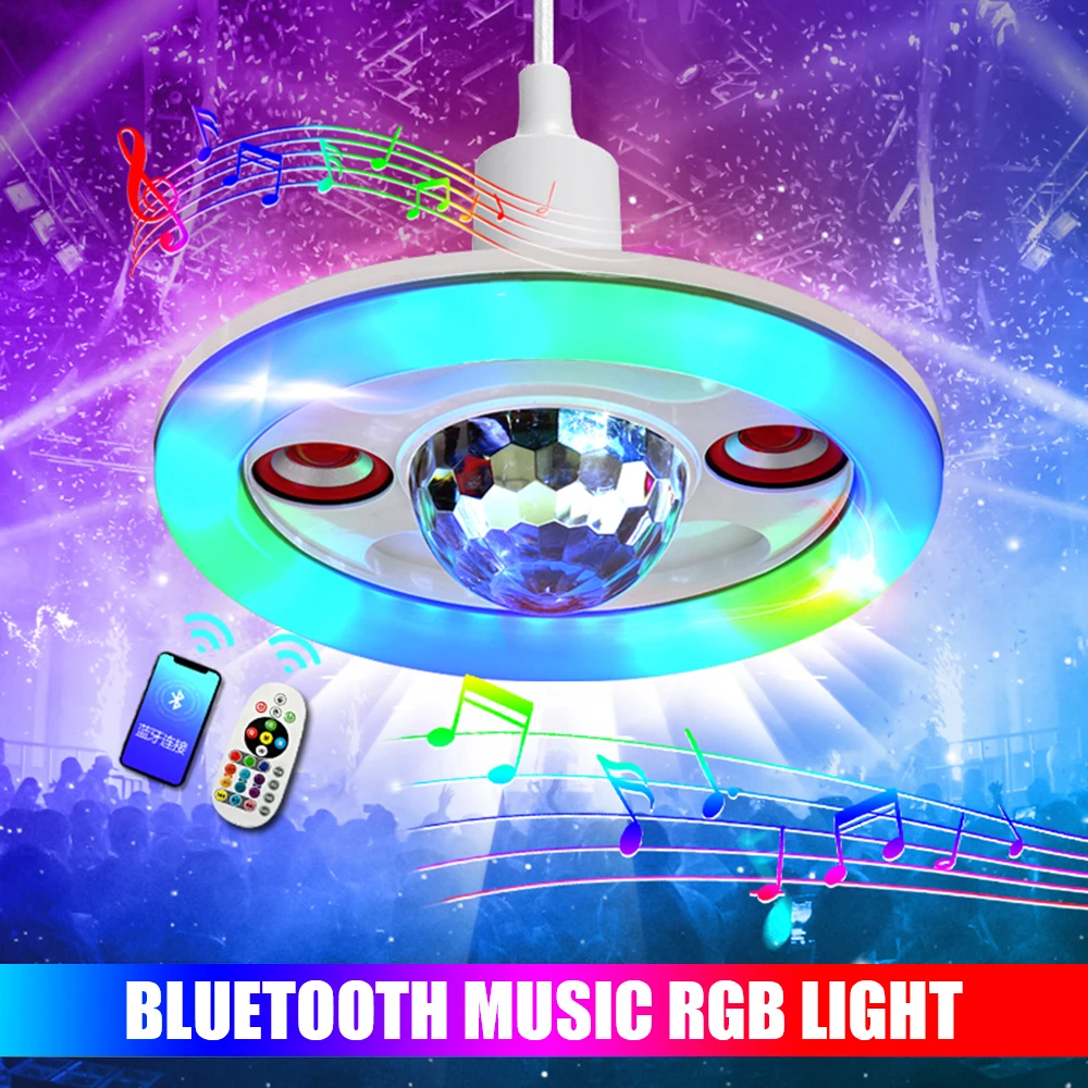 С двойными динамиками Bluetooth Музыкальный ночник Внутренний потолочный светильник с дистанционным управлением Умная лампа 36 Вт для дома Спальня LED E27 2