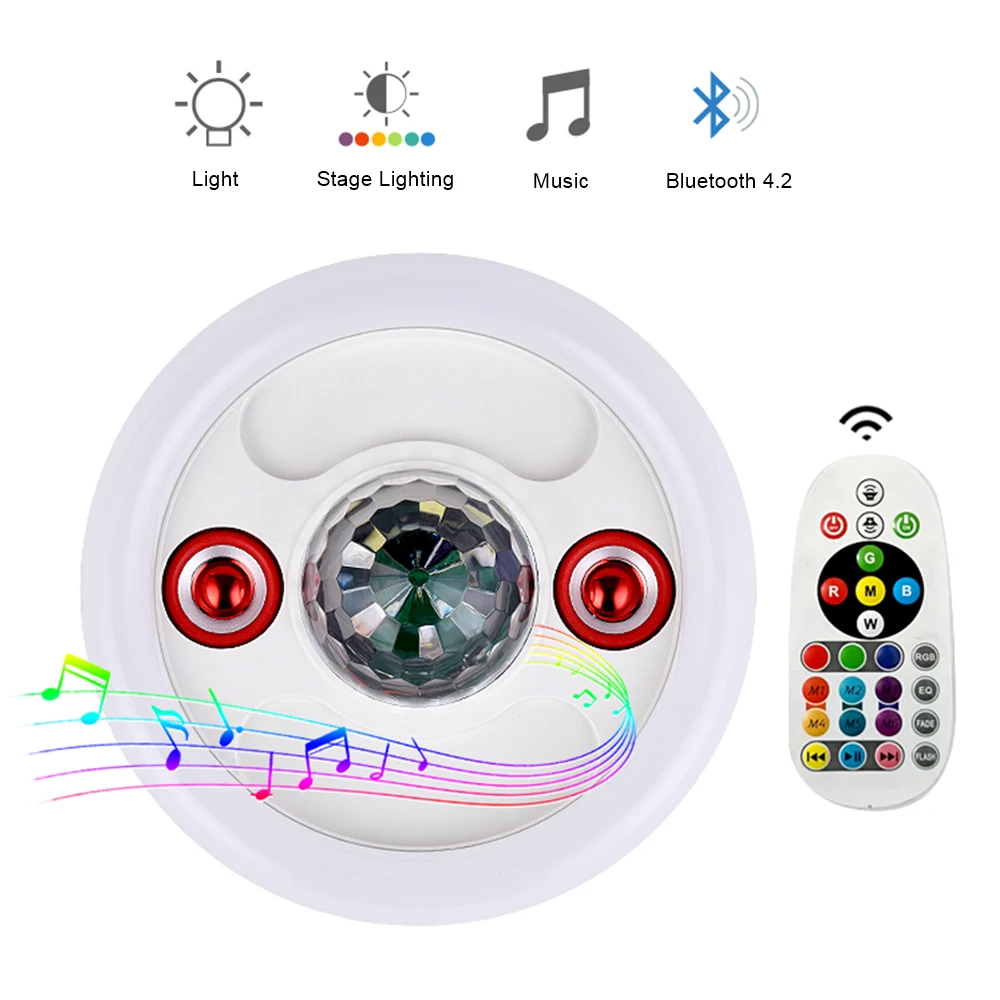 С двойными динамиками Bluetooth Музыкальный ночник Внутренний потолочный светильник с дистанционным управлением Умная лампа 36 Вт для дома Спальня LED E27 5