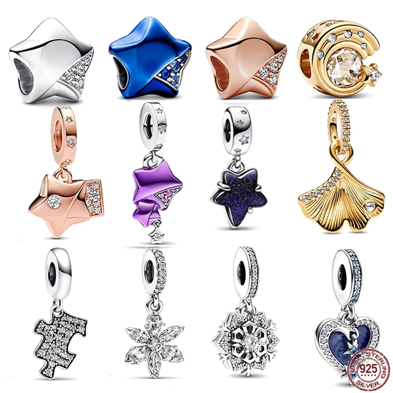Новые бусины из стерлингового серебра 925 пробы серии lucky star подходят к оригинальному браслету Pandora DIY jewelry charm lady gift 0