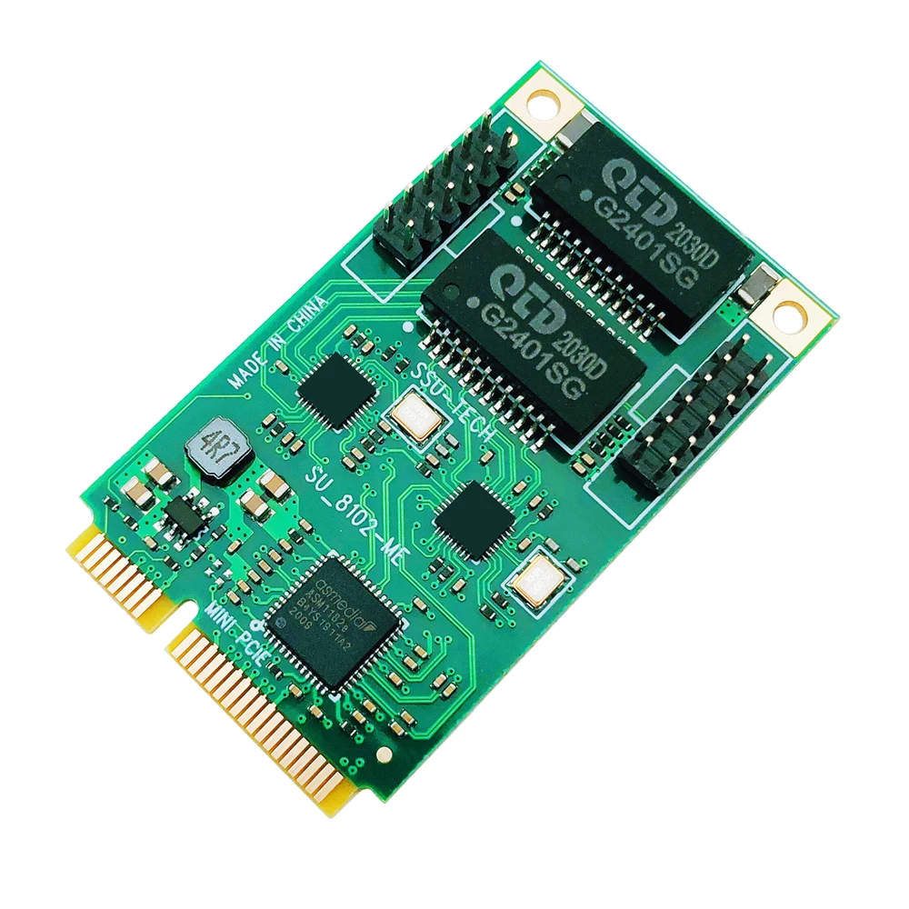 Мини-PCIE к 2-Портовой Сетевой Карте RJ45 Сетевой Адаптер Интернет-Lan Адаптер Ethernet Гигабитный 10/100/1000 Мбит/с ASM1182e Чип для ПК 1