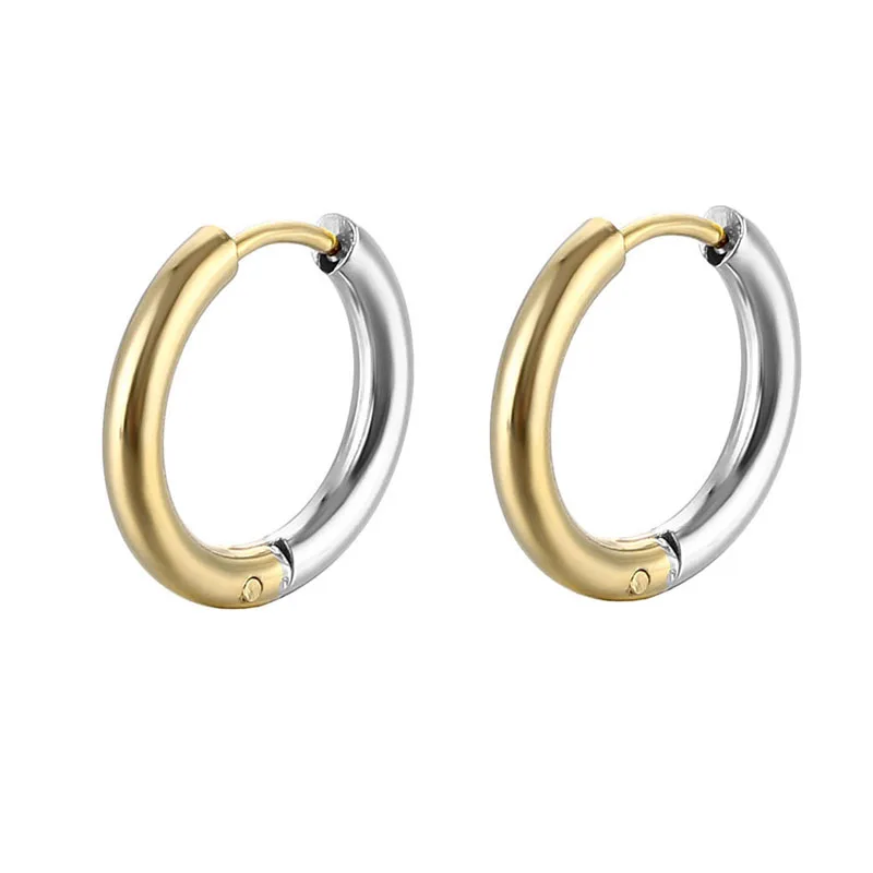 Металлические серьги-кольца с двухцветным соединением, Титановая сталь, позолоченные Женские серьги для женщин, подарок для вечеринки 2023 2
