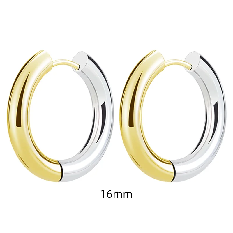 Металлические серьги-кольца с двухцветным соединением, Титановая сталь, позолоченные Женские серьги для женщин, подарок для вечеринки 2023 3