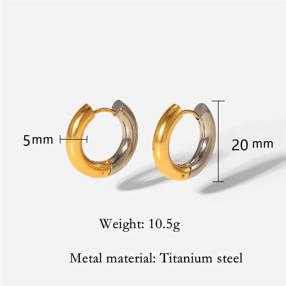 Металлические серьги-кольца с двухцветным соединением, Титановая сталь, позолоченные Женские серьги для женщин, подарок для вечеринки 2023 5