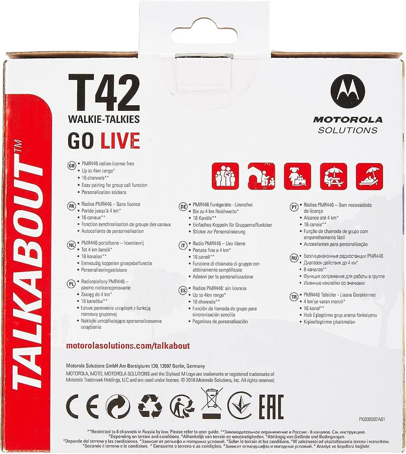Портативная рация T42 Talkabout PMR446 для детей с двусторонней связью (комплект из 2-х) – красный для Motorola Solution 5