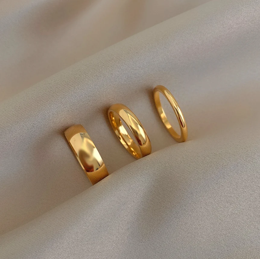 кольца для пальцев из нержавеющей стали 2 мм, 4 мм, 6 мм, 18-Каратное позолоченное серебро, женские минималистичные золотые кольца для женщин Без потускнения 0
