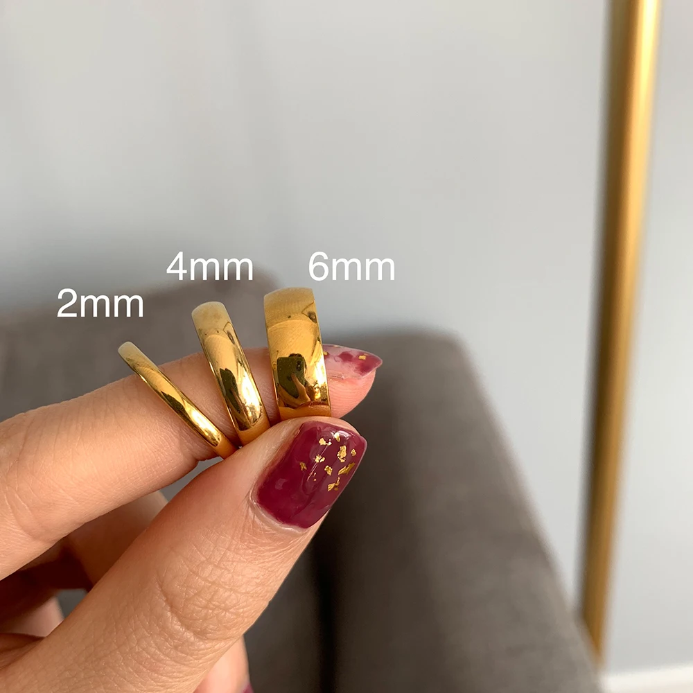 кольца для пальцев из нержавеющей стали 2 мм, 4 мм, 6 мм, 18-Каратное позолоченное серебро, женские минималистичные золотые кольца для женщин Без потускнения 1