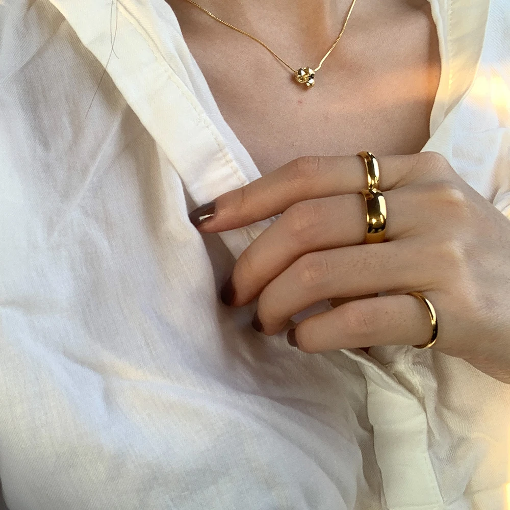 кольца для пальцев из нержавеющей стали 2 мм, 4 мм, 6 мм, 18-Каратное позолоченное серебро, женские минималистичные золотые кольца для женщин Без потускнения 3