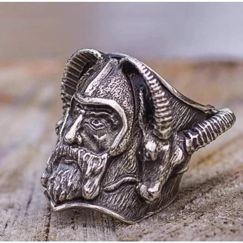 Мужское кольцо из сплава Viking Sheephead, винтажные кольца с символом Одина, мужские ювелирные изделия 3