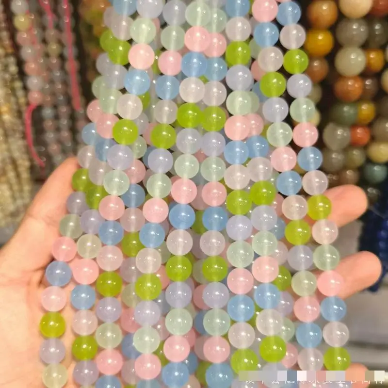 Натуральный камень, Разноцветные нефритовые бусины для изготовления ювелирных изделий, браслет-ожерелье 