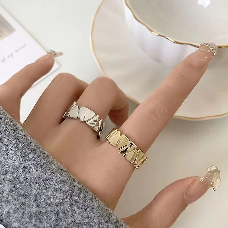 Новая мода Простая пара в форме разбитого сердца в стиле ретро, Хаста Маннана, открывающее кольцо на палец, классическая мода, регулируемое кольцо, ювелирные изделия 1