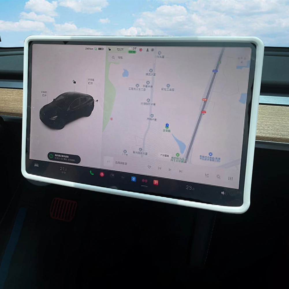 Автоматическая Силиконовая Защитная рамка, Краевая крышка, Защитная накладка для центрального управления, Навигационный экран, Накладка для Tesla Model 3, Y-образная накладка 4