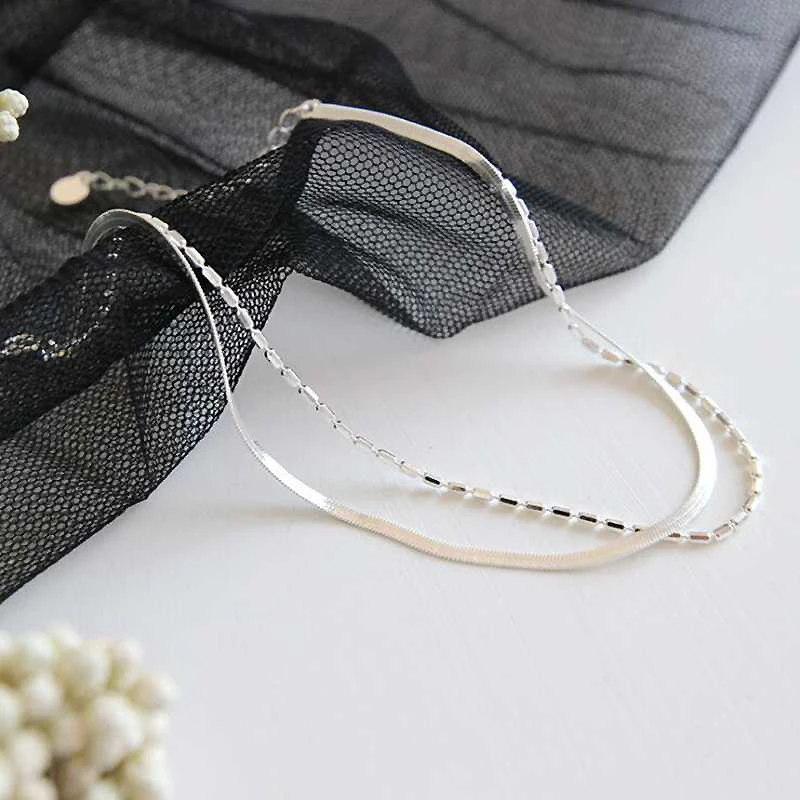 Двухслойные Змеиные цепочки Ruifan из настоящего серебра 925 пробы, Ножные браслеты для женщин, Женские ювелирные аксессуары YBR059 2