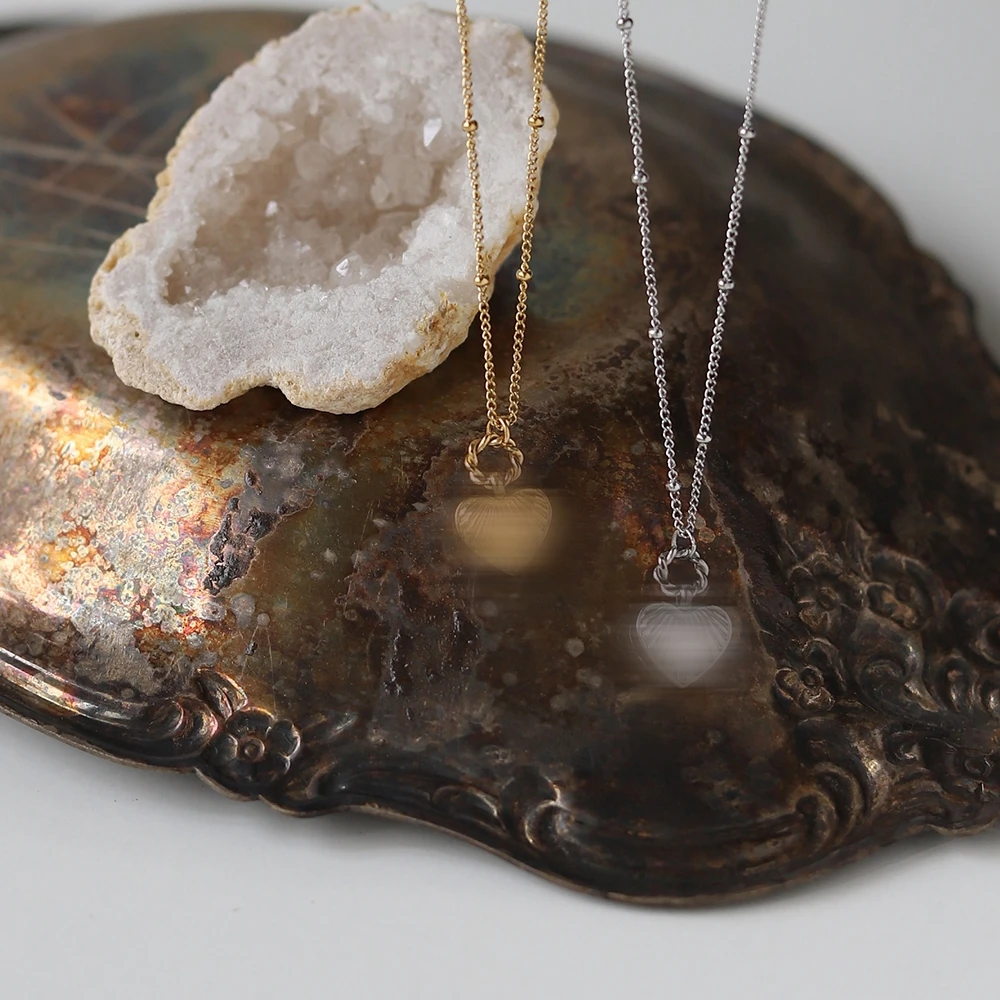 MODAGIRL 18-каратное позолоченное ожерелье с подвеской в виде сердца в виде ракушки, ожерелье из нержавеющей стали, Изящный ювелирный подарок для нее 0