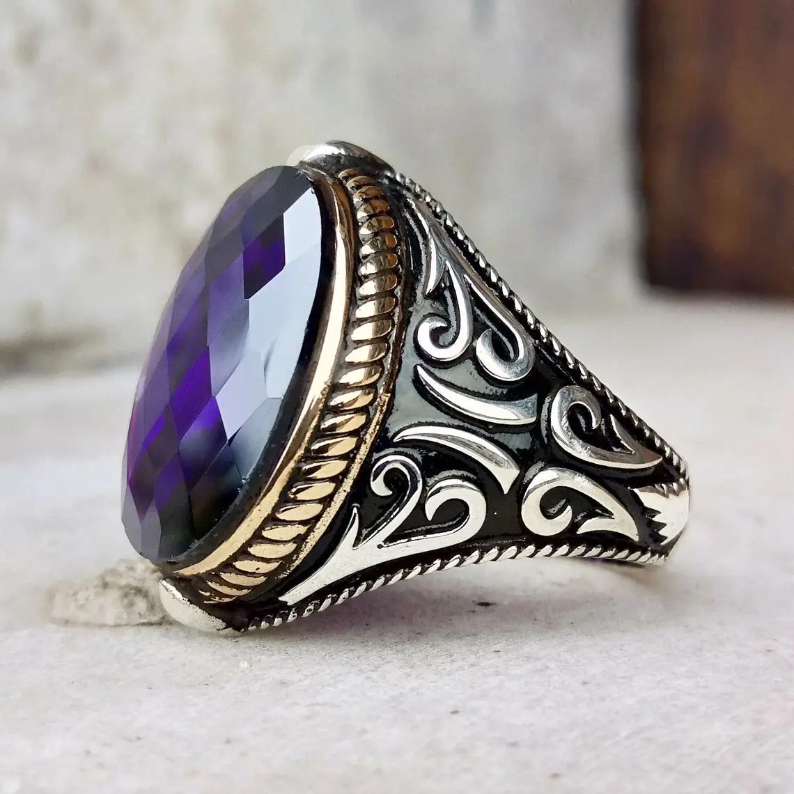 Прямое фабричное Винтажное Античное посеребренное Прозрачное кольцо со стразами, инкрустированное искусственным драгоценным камнем, Классическое кольцо 1