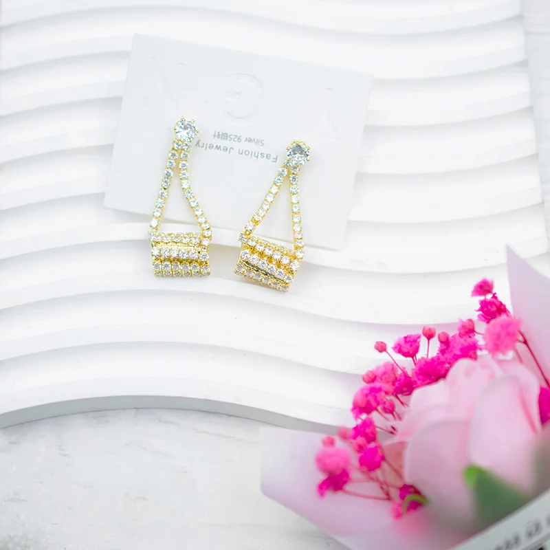 Золотые серьги-капли, блестящие украшения в стиле бохо, французские серьги из серебра 925 пробы, минимализм, Подвесные серьги для женщин, новинка 2023 года 0