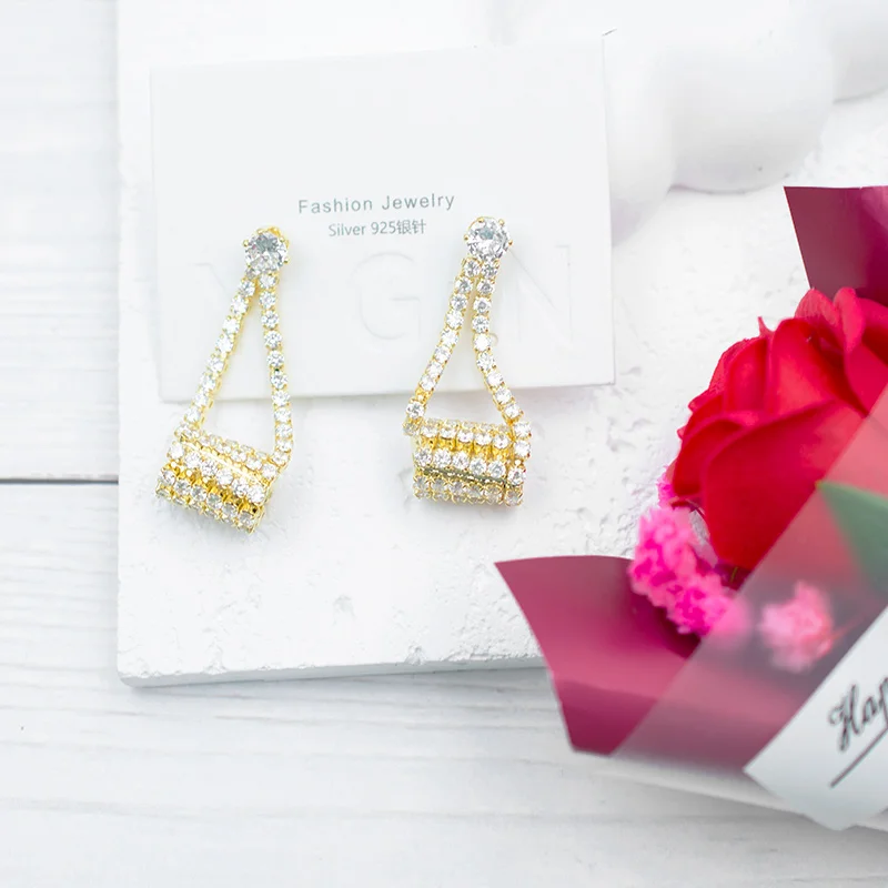 Золотые серьги-капли, блестящие украшения в стиле бохо, французские серьги из серебра 925 пробы, минимализм, Подвесные серьги для женщин, новинка 2023 года 3