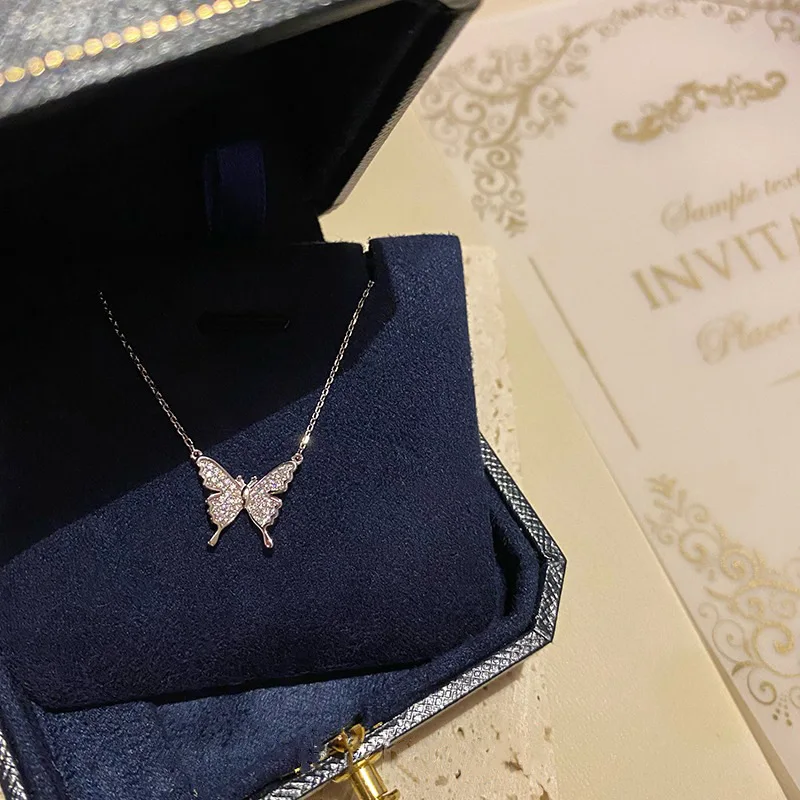 Нежное ожерелье с блестящим цирконом в виде бабочки, уникальные инновационные женские модные аксессуары, индивидуальные ювелирные изделия, особые подарки 0