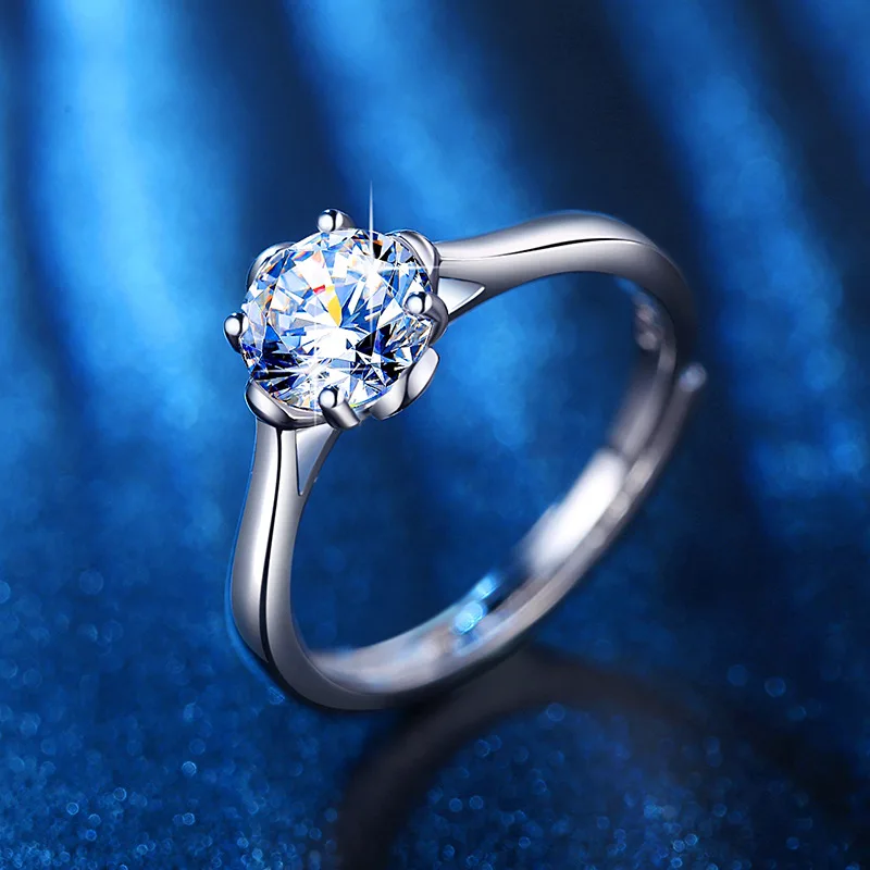 Новое кольцо с муассанитом, темпераментное кольцо с простым цветком, женские трансграничные поставки 1