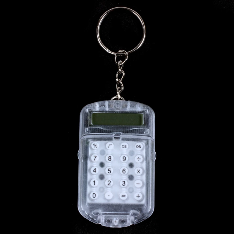 2X Прозрачный пластиковый корпус, 8-значный электронный мини-калькулятор с брелоком для ключей 4