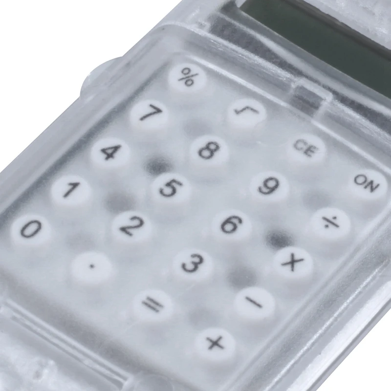2X Прозрачный пластиковый корпус, 8-значный электронный мини-калькулятор с брелоком для ключей 5