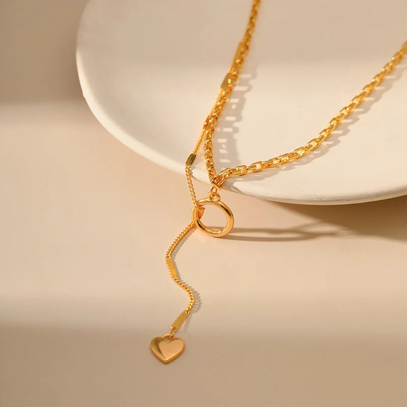 CCGOOD, многослойные цепочки золотого цвета, ожерелье с подвеской в виде сердца для женщин, модная минималистичная шкатулка для украшений, цепочка-ошейник, подарок для подруги 1