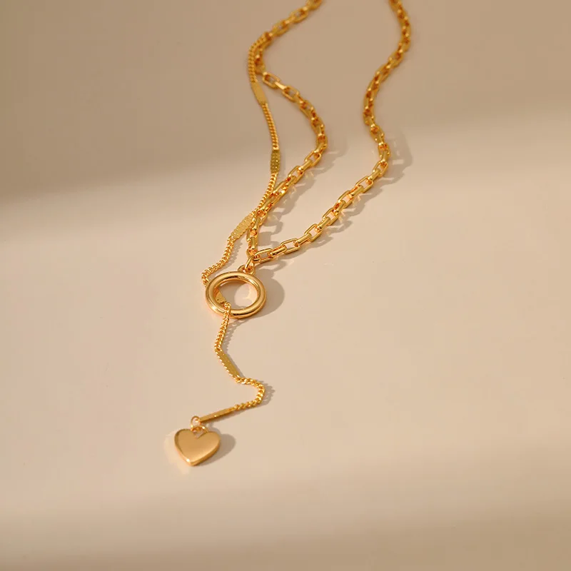CCGOOD, многослойные цепочки золотого цвета, ожерелье с подвеской в виде сердца для женщин, модная минималистичная шкатулка для украшений, цепочка-ошейник, подарок для подруги 3