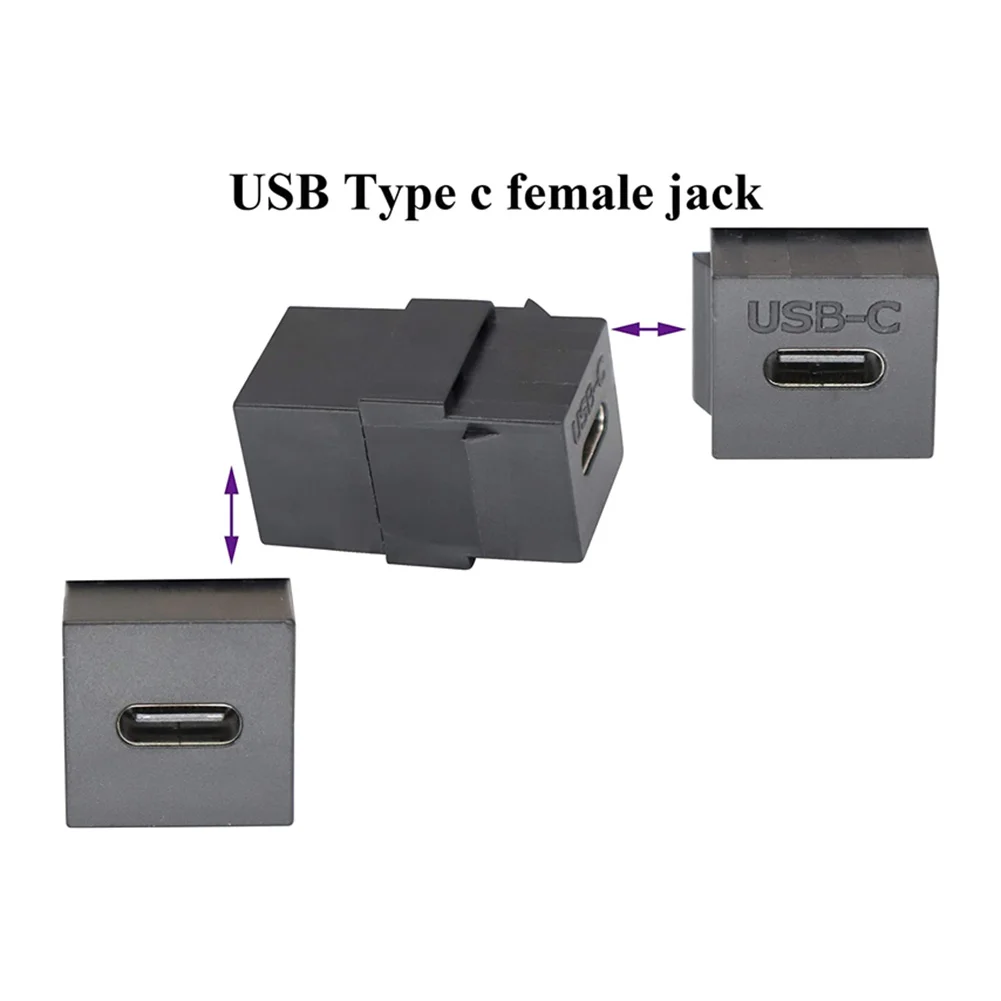 USB 3.1 Type C Keystone Jack Поддерживает зарядку, синхронизацию данных, удлинительный разъем Keystone для настенной панели розетки 3