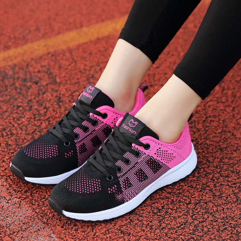 Дышащие женские кроссовки для бега, легкая противоскользящая женская спортивная обувь, уличные мягкие женские кроссовки, модные теннисные туфли на шнуровке 1