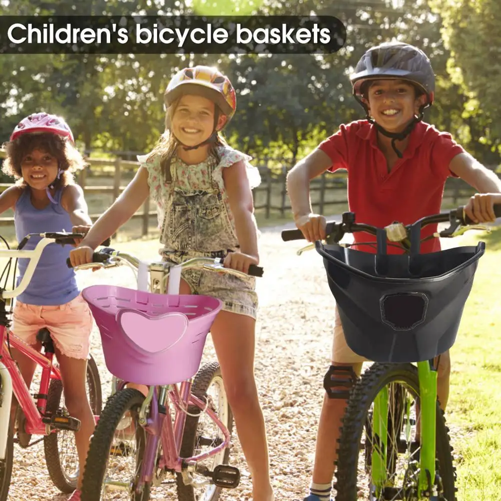 Черная/Розовая Велосипедная Корзина Большой Емкости Прочная Полезная Передняя Корзина Полезная Практичная Детская Велосипедная Корзина для Велосипеда 2
