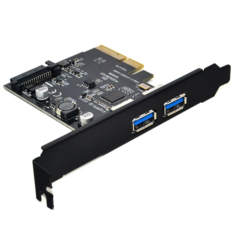 Дополнительные карты SuperSpeed 10 Гбит/с USB 3.1 2 Порта PCI-E Карта 15pin SATA Разъем Питания PCIE Адаптер ASM3142 Чипсет USB-КОНЦЕНТРАТОР 4