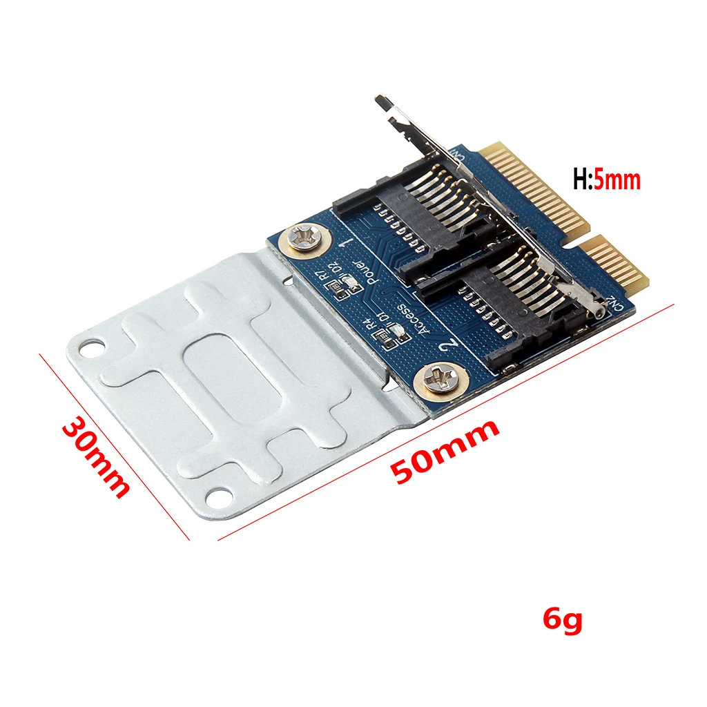 Адаптер Mini Pci-E 2 SSD HDD Для Ноутбука С двумя картами Micro-SD SDHC SDXC TF к кард-ридеру Mini PCIe mPCIe К 2 картам Mini-Sd 2